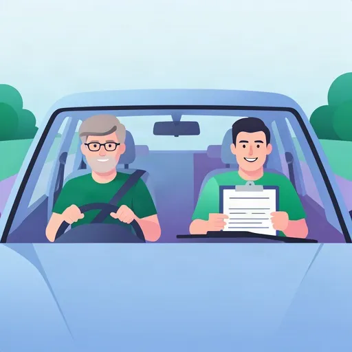 Artikelbild für Ein angehender Prüfer bei der praktischen Fahrprüfung: Was dich erwartet