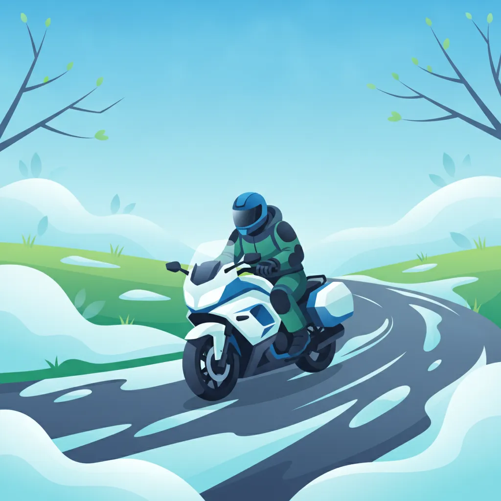 Saisonale Anpassungen beim Motorradfahren (Winter, Frühling) Unterrichtsbild