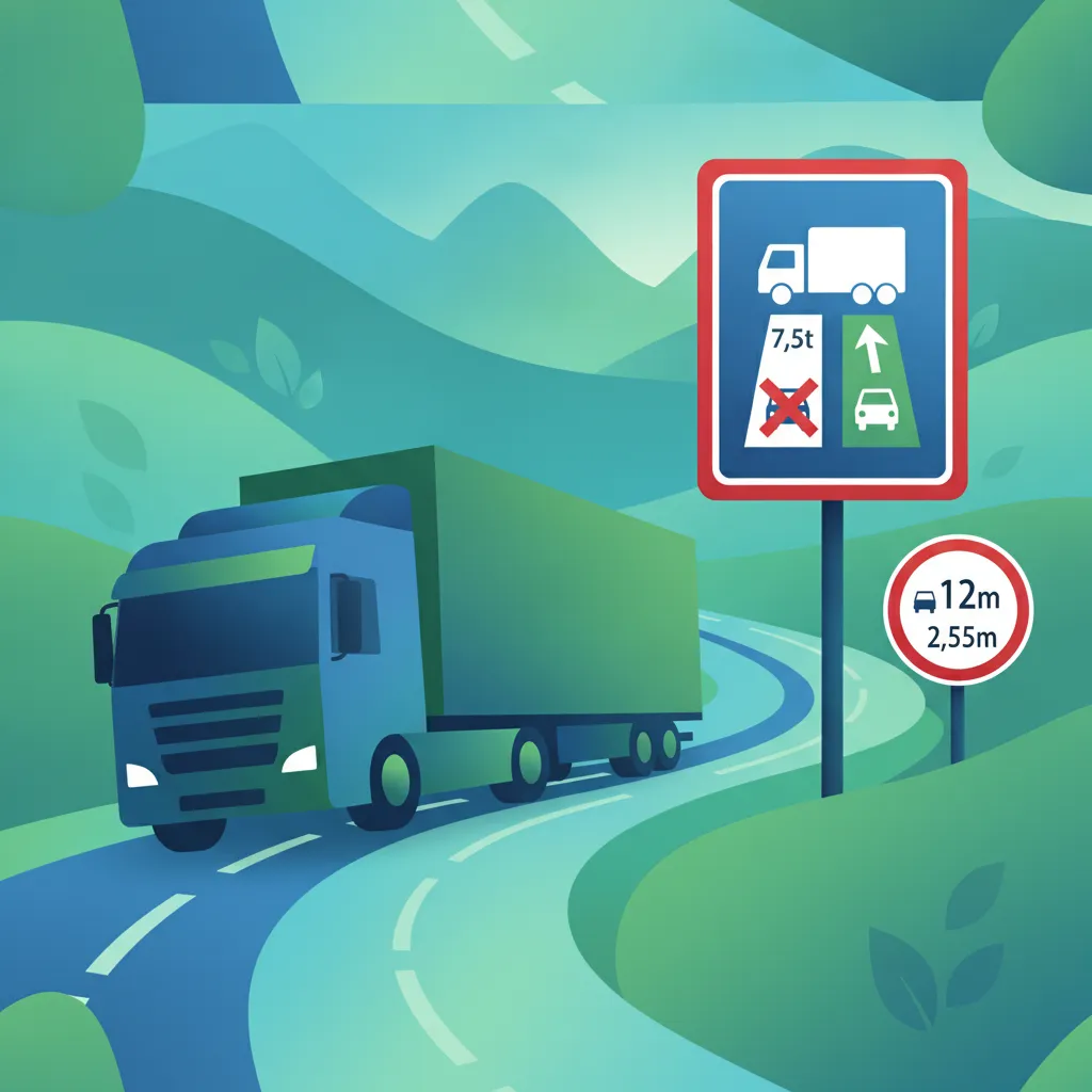 Spezifische österreichische Verkehrszeichen für Schwerfahrzeuge Unterrichtsbild