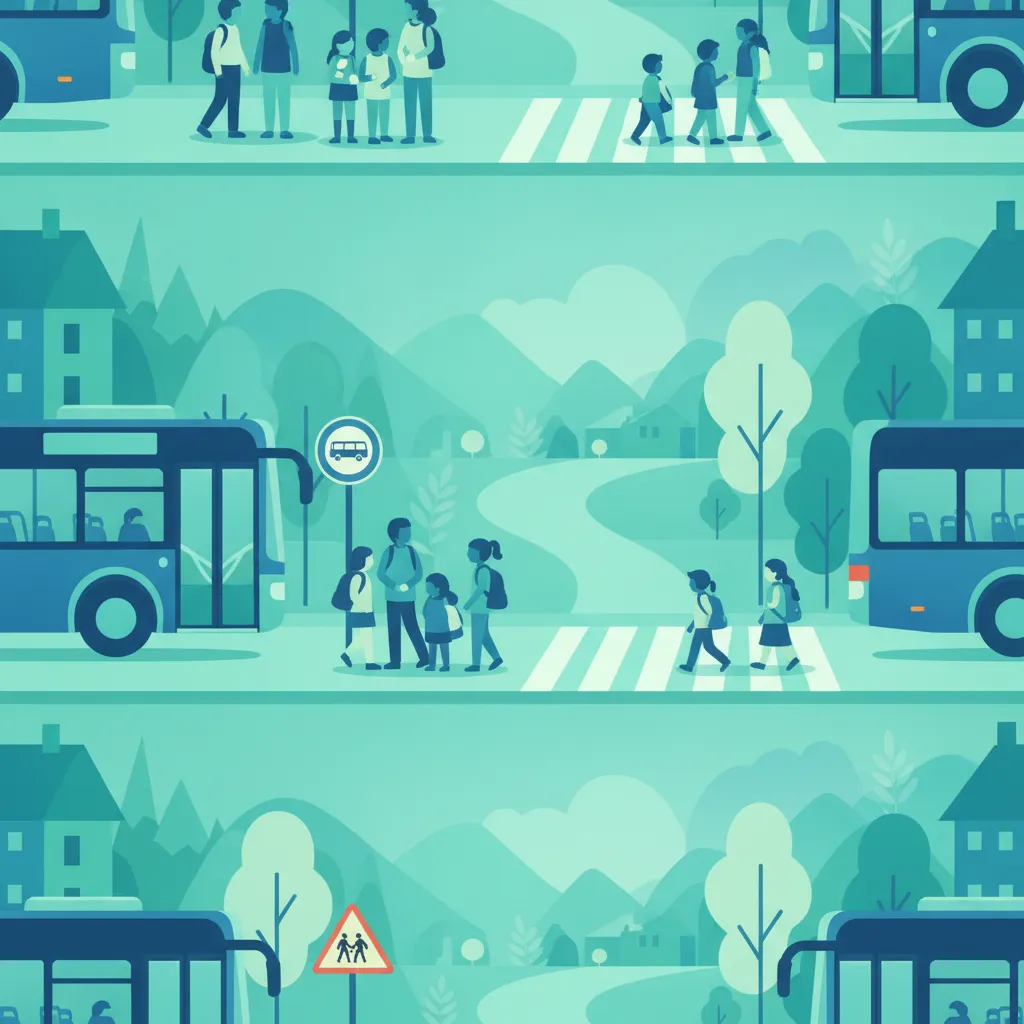 Bushaltestellen, Schulzonen und Vorrang für öffentliche Verkehrsmittel Unterrichtsbild