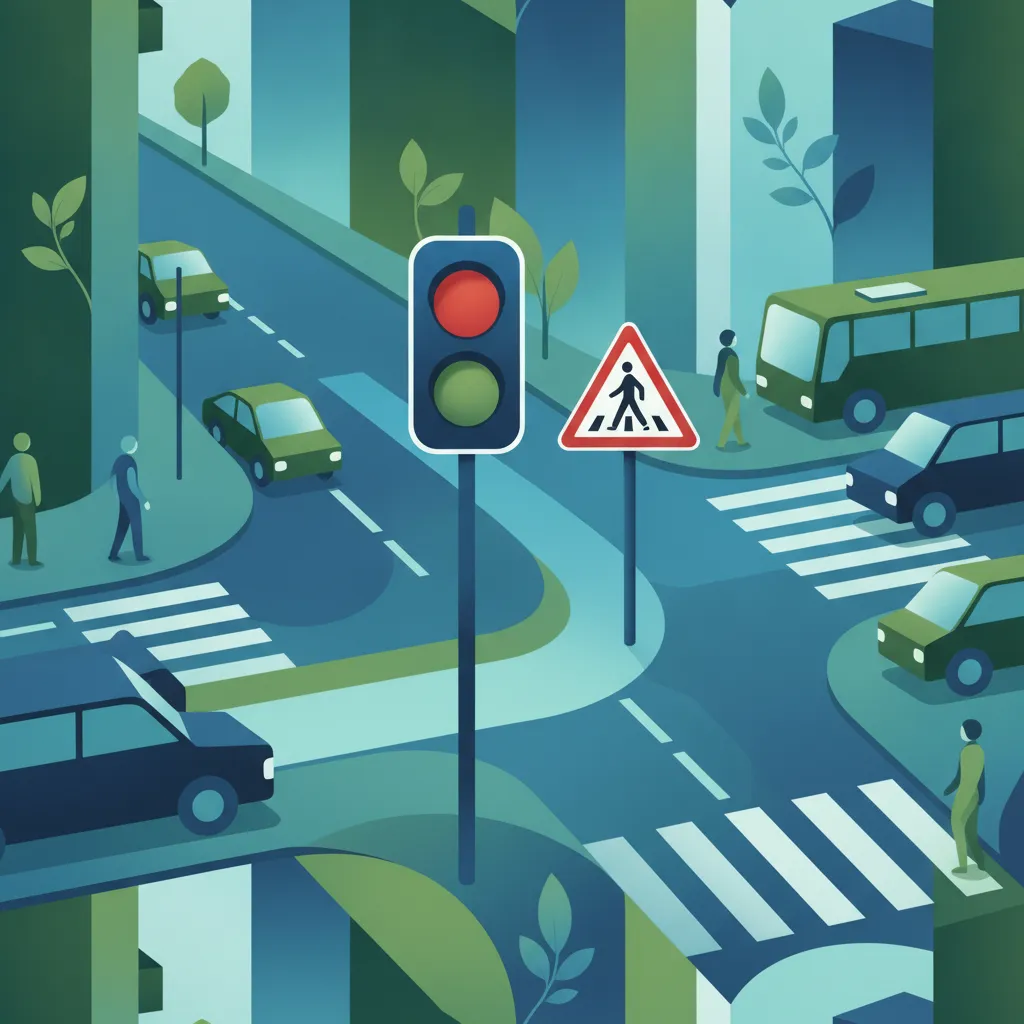 Ampelsignale und Vorrang-Geräte Unterrichtsbild