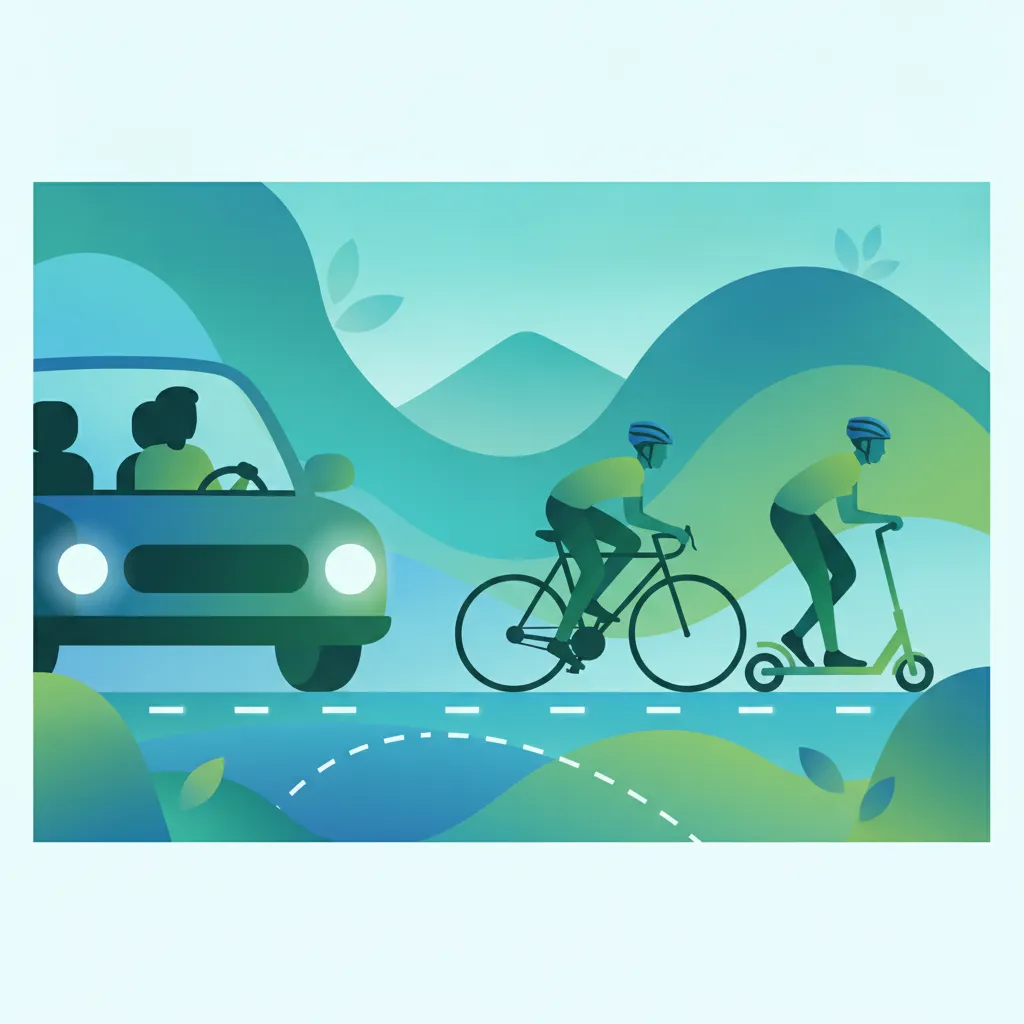 Umgang mit Radfahrern und E-Scooter-Fahrern Unterrichtsbild
