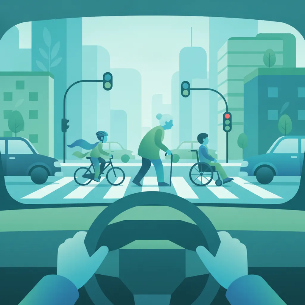 Umgang mit Konflikten mit schutzbedürftigen Verkehrsteilnehmern Unterrichtsbild