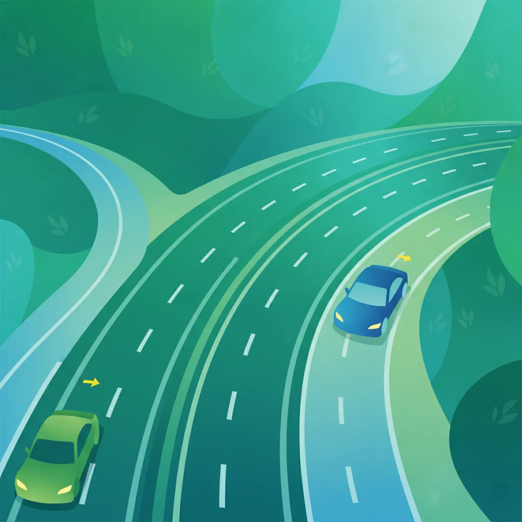 Autobahn und Schnellstraße: Einfahren, Ausfahrten und Geschwindigkeitswahl Unterrichtsbild