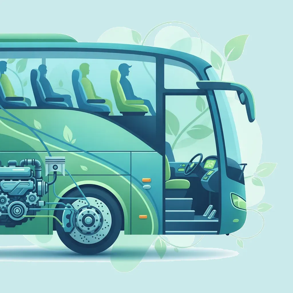 Schlüsselkomponenten und Systeme eines Busses und Reisebusses Unterrichtsbild