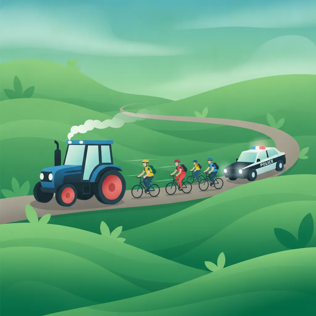 Interaktion mit landwirtschaftlichen Fahrzeugen, Touristen und Rettungsdiensten Unterrichtsbild