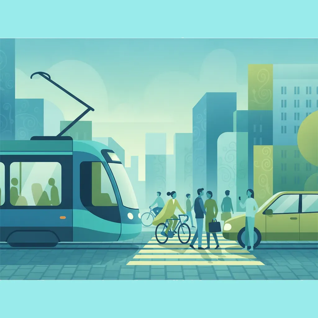 Vorrangregelungen für öffentliche Verkehrsmittel und Interaktionen mit Trams Unterrichtsbild