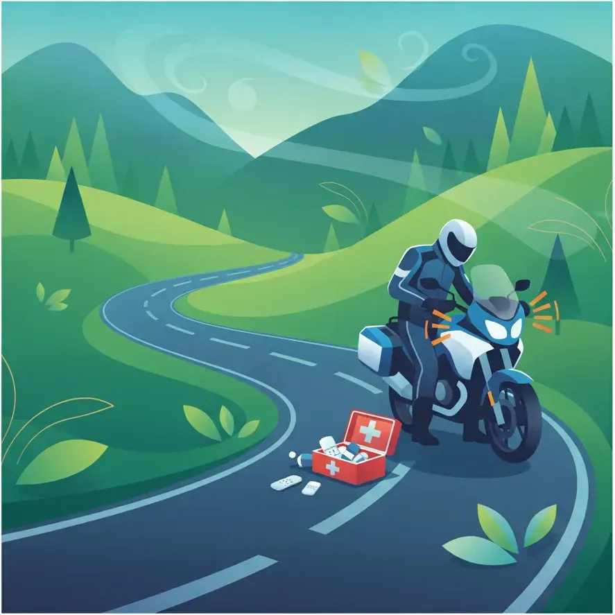 Verhaltensweisen bei Motorradpannen und Sicherheit am Straßenrand Unterrichtsbild