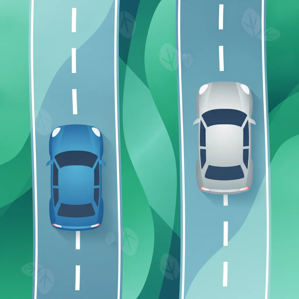 Fahrzeugpositionierung auf der Fahrspur Unterrichtsbild