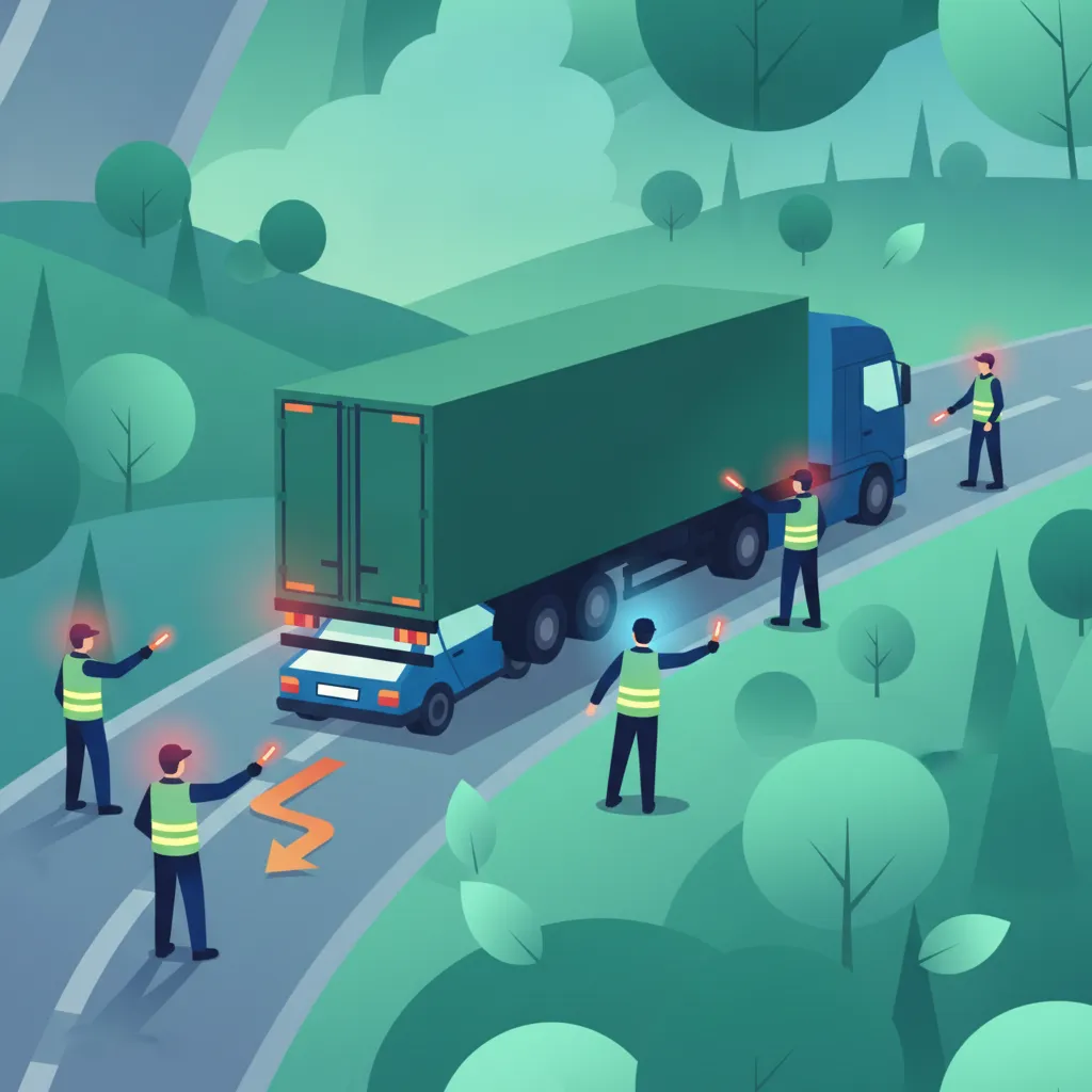 Verhalten bei einem Verkehrsunfall mit einem schweren Fahrzeug Unterrichtsbild