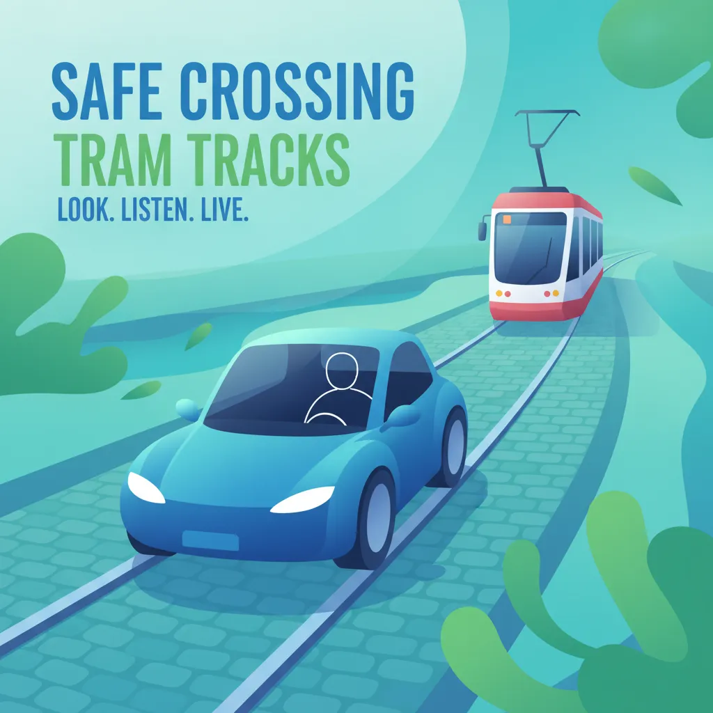 Sicher über Bahngleise fahren Unterrichtsbild