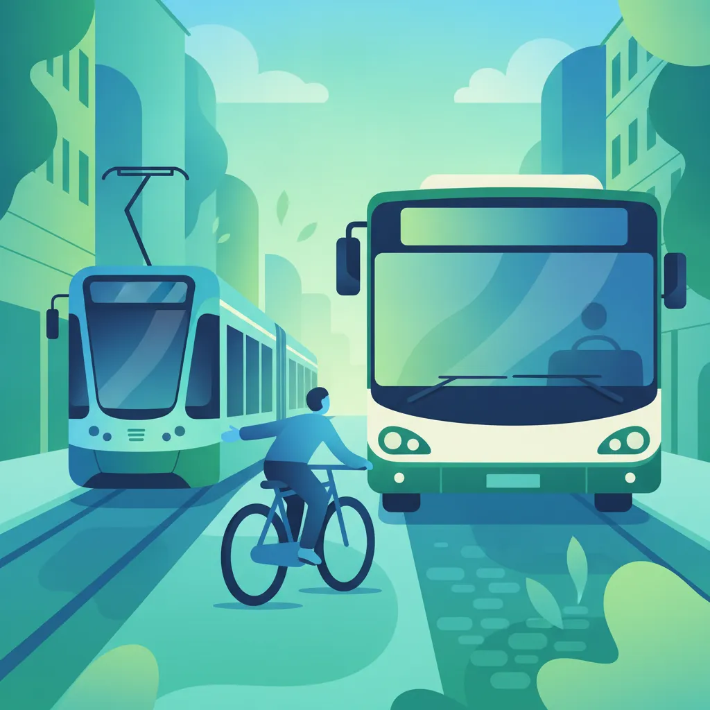 Interaktion mit Bussen, Trams und größeren Fahrzeugen Unterrichtsbild