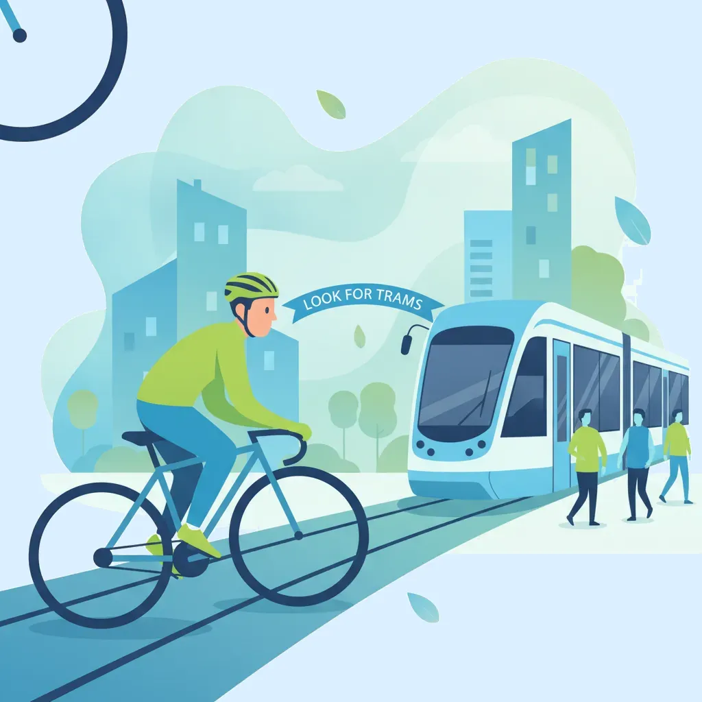 Sicherer Umgang mit Straßenbahnen und gemeinsam genutzten Verkehrsflächen Unterrichtsbild