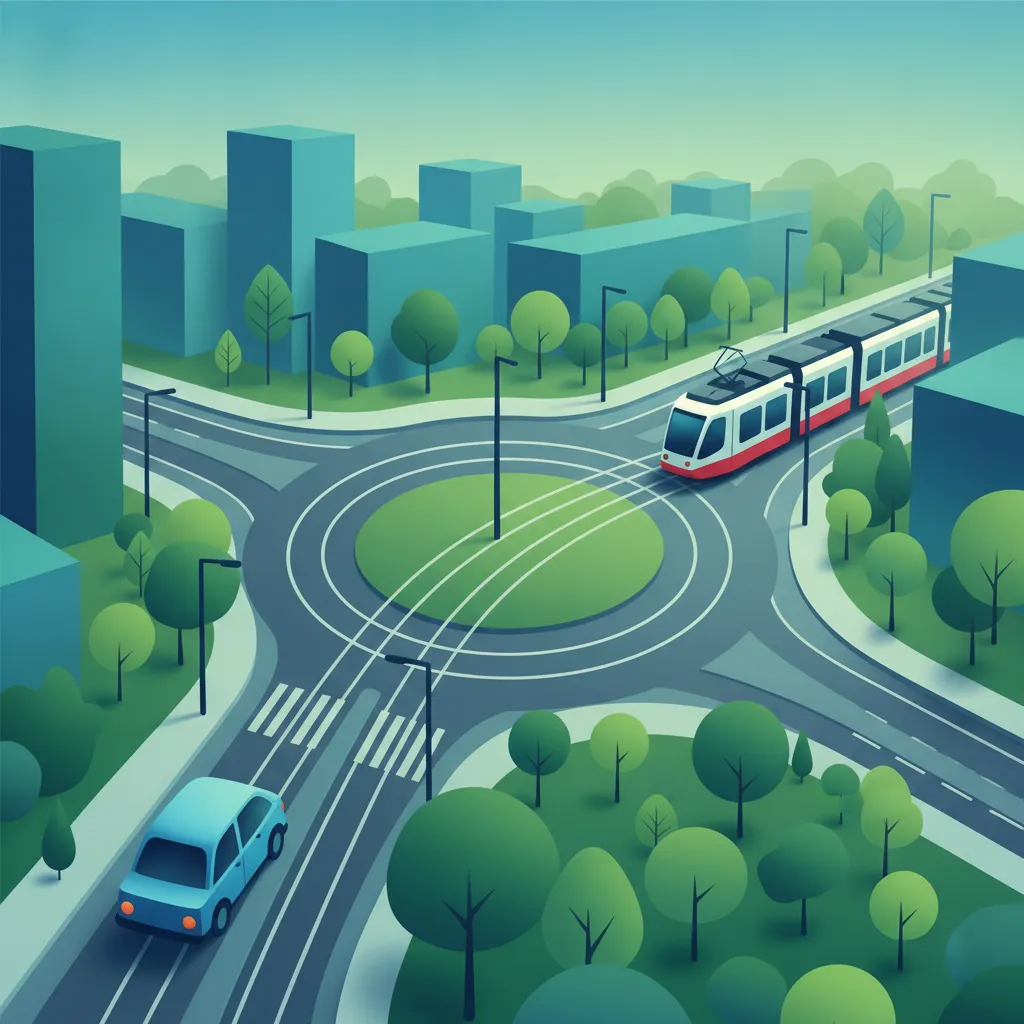 Kreisverkehre und Straßenbahnschienen meistern Unterrichtsbild