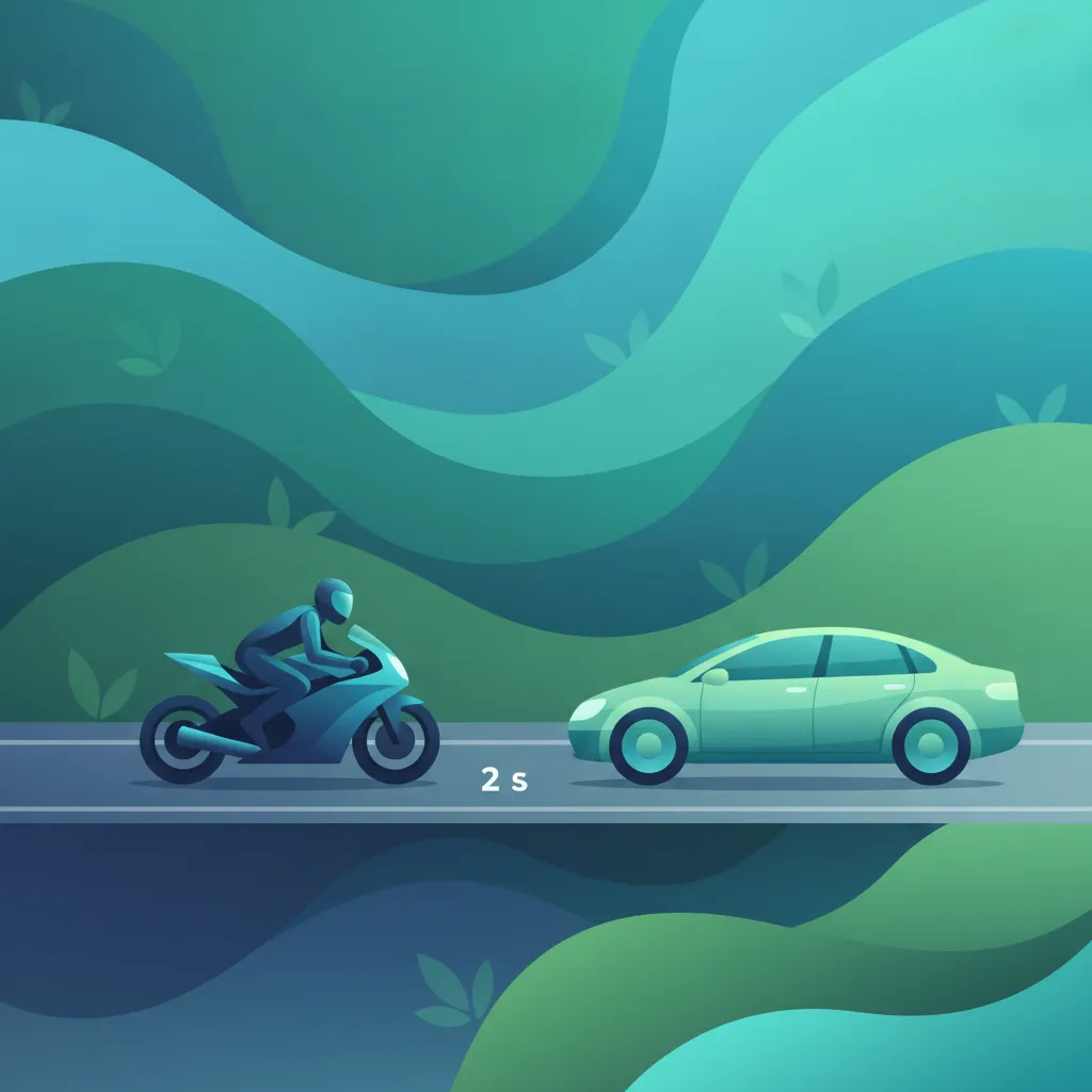 Imagen de la lección Distancia de seguimiento y la regla de los dos segundos para motociclistas