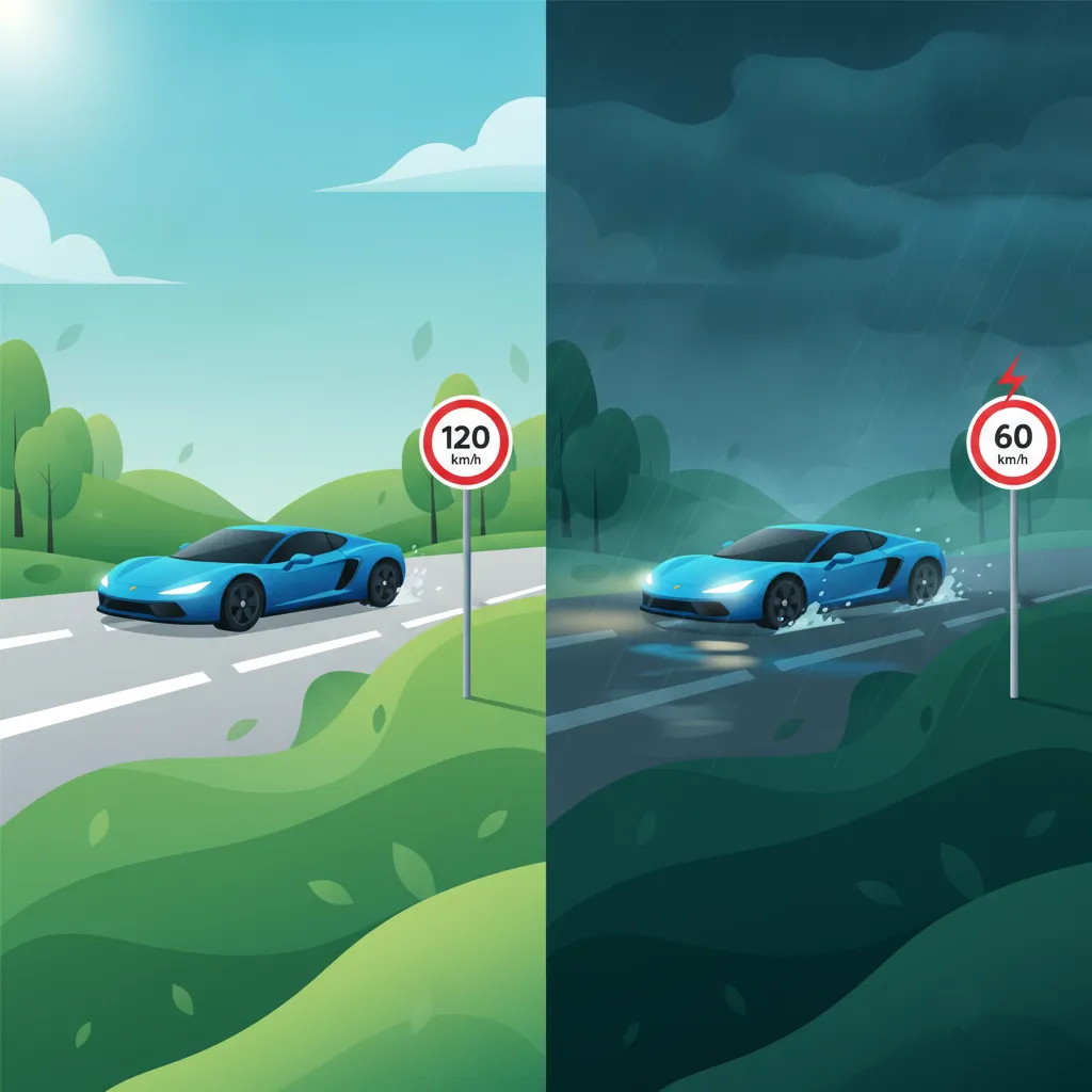 Imagen de la lección Límites de velocidad y ajustes para las condiciones de la carretera