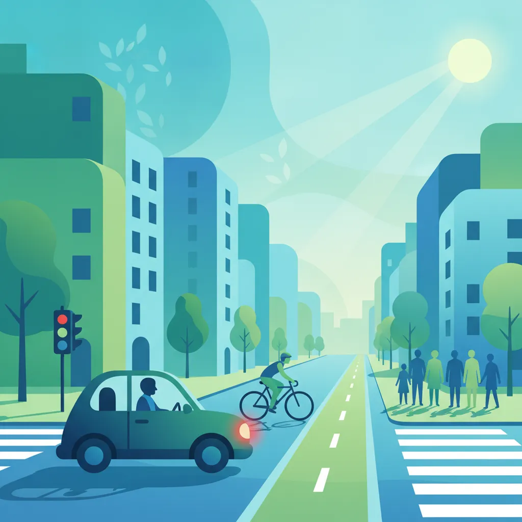 Gemeinsames Fahren mit Radfahrern und Fußgängern Unterrichtsbild