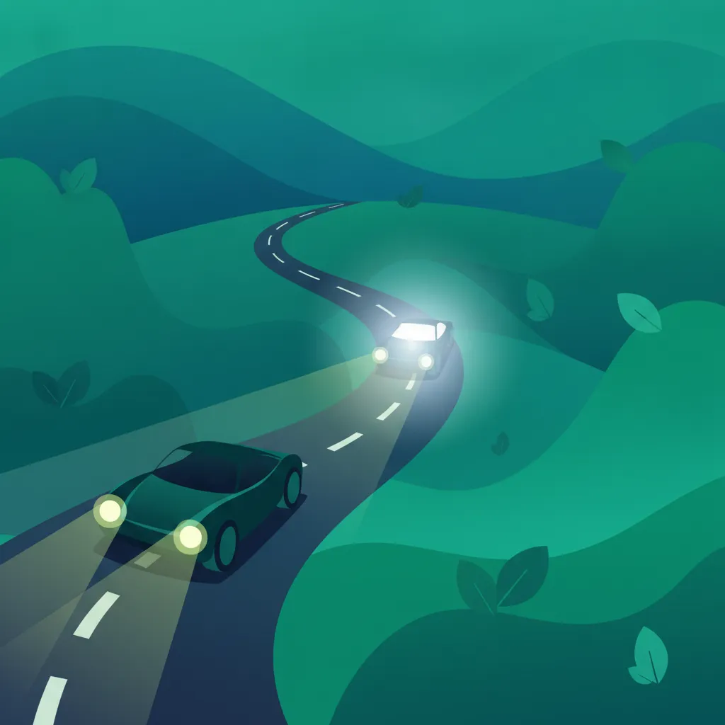 Night Riding: Headlights, Glare, and Road Markings lesson image
