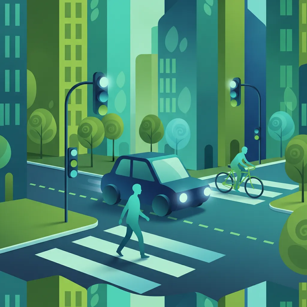 Schutz von Radfahrern und Fußgängern Unterrichtsbild