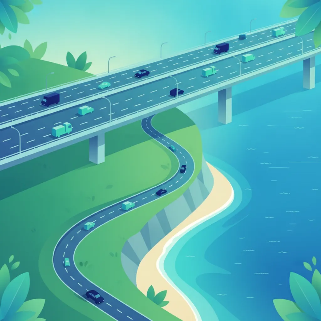 Verkehrsfluss auf Brücken und Küstenstraßen verstehen Unterrichtsbild
