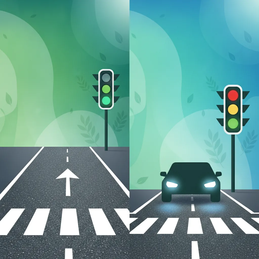 Straßenmarkierungen und Ampelsysteme Unterrichtsbild