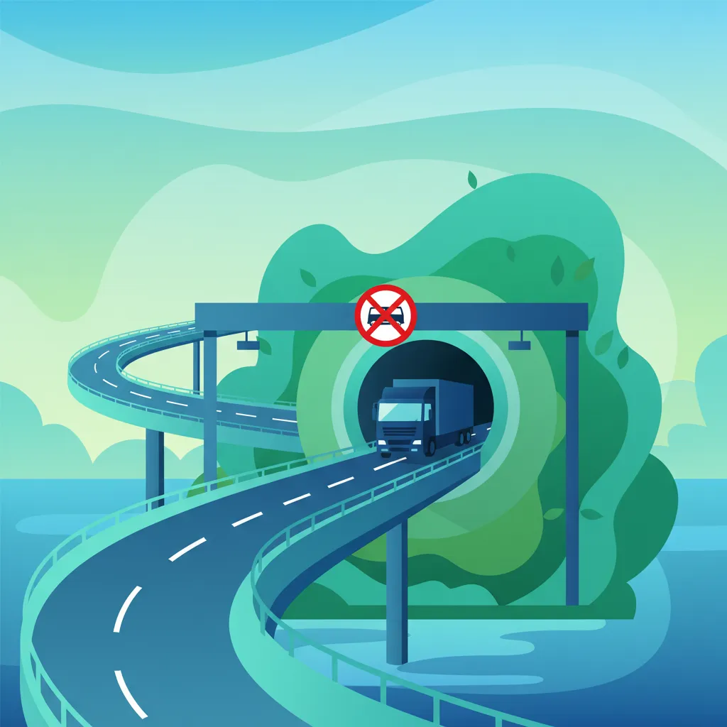 Beschränkungen für Brücken, Tunnel und städtische Gebiete Unterrichtsbild