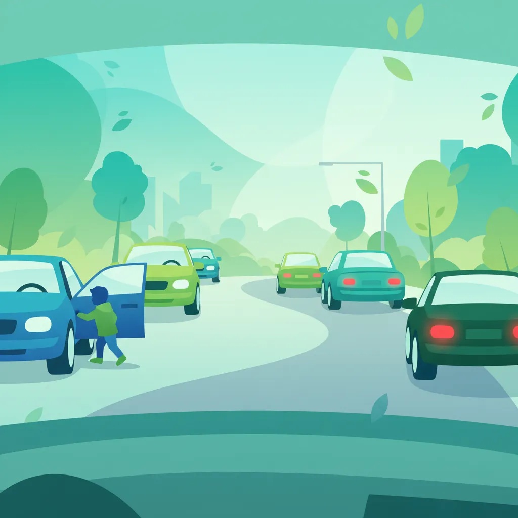 Gefahren durch Parkende Autos erkennen Unterrichtsbild