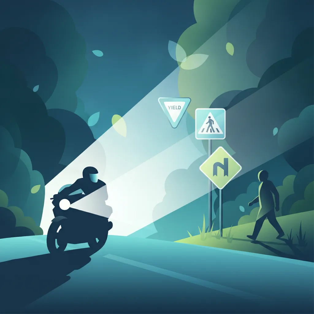 Motorradfahren bei Nacht: Beleuchtung, Müdigkeit und Gefahren Unterrichtsbild