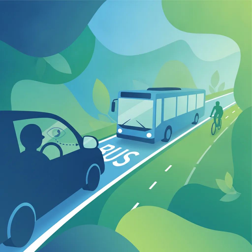 Obraz lekcji Poruszanie się po pasach dla autobusów i drogach dla rowerów