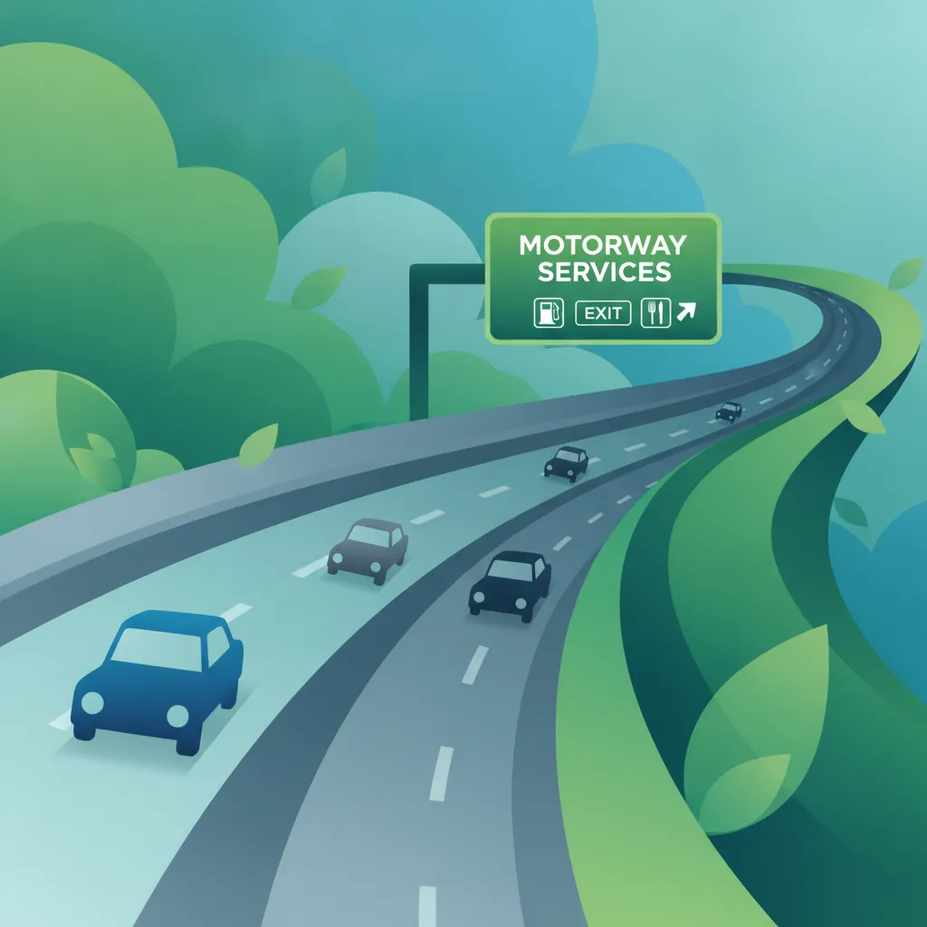 Obraz lekcji Przepisy dotyczące autostrad, dyscyplina pasów ruchu i miejsca obsługi podróżnych