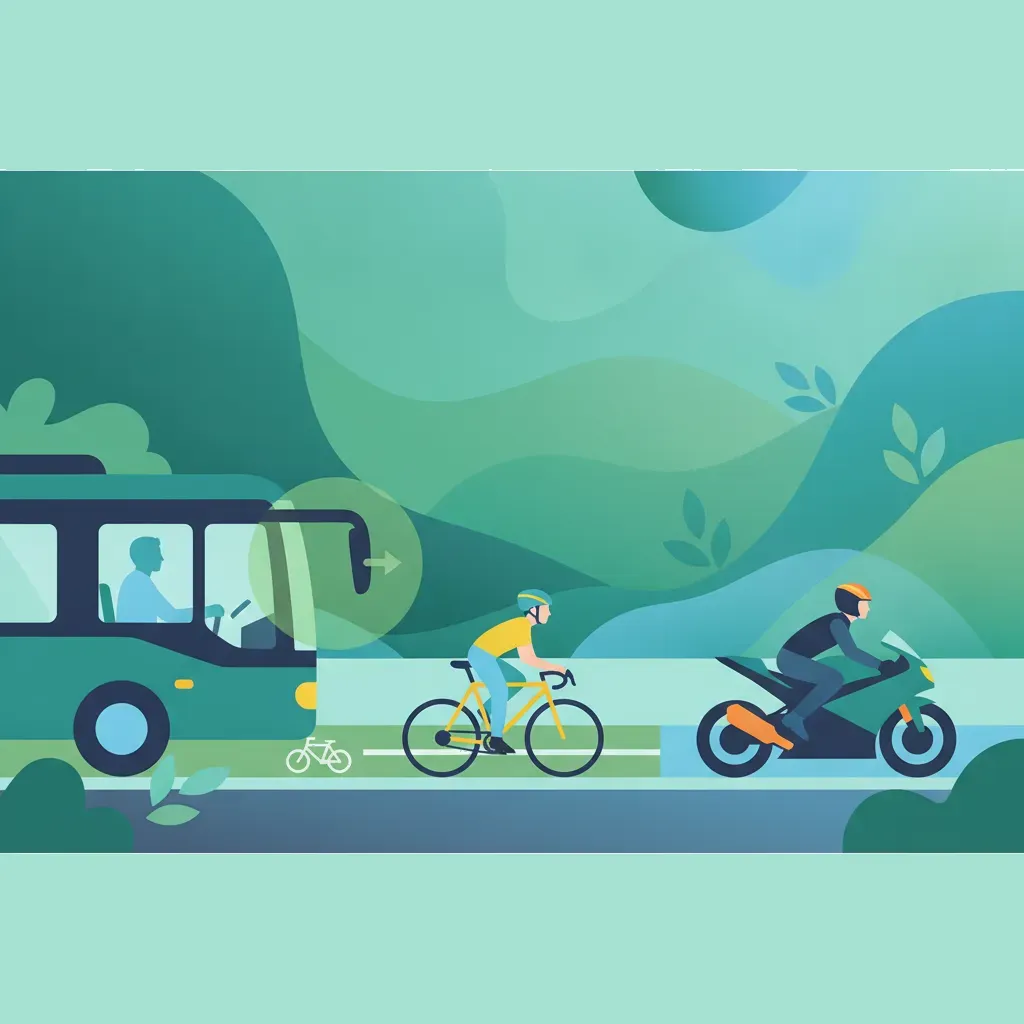 Obraz lekcji Interakcja z rowerzystami i motocyklistami w pobliżu przystanków