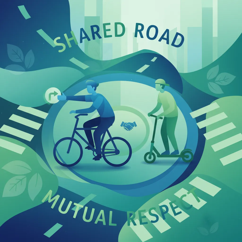 Interaktion zwischen Fahrzeugen und Radfahrern/E-Scooter-Nutzern Unterrichtsbild