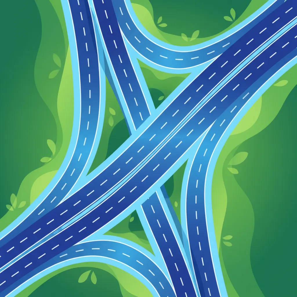 Straßenmarkierungen und Fahrbahnführung Unterrichtsbild