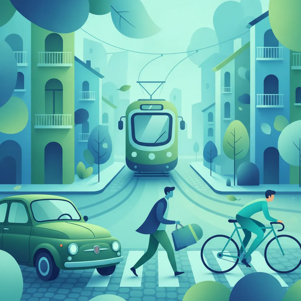 Interaktion mit Fußgängern, Radfahrern und Straßenbahnen Unterrichtsbild