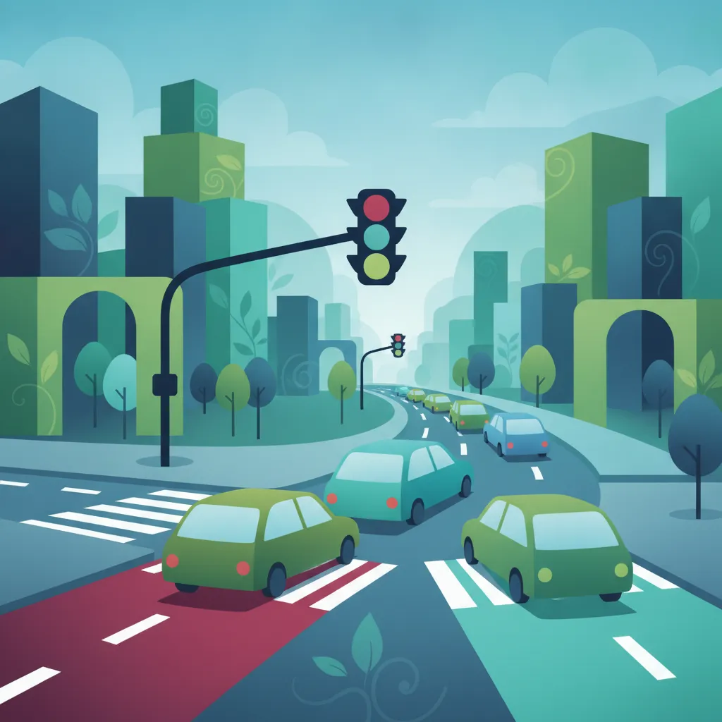 Vorfahrtsregeln an Kreuzungen und Ampeln Unterrichtsbild