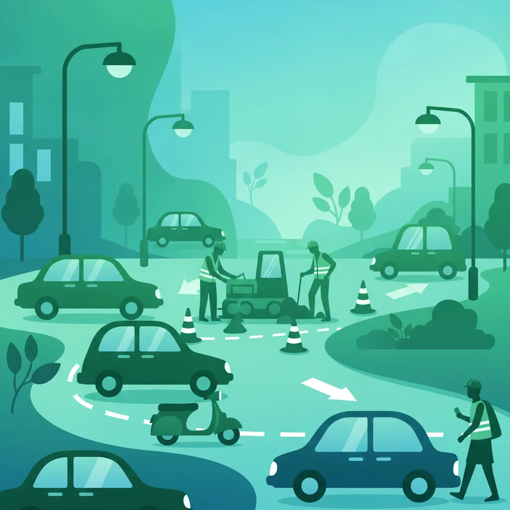 Umgang mit gemischtem Verkehr und Baustellen Unterrichtsbild