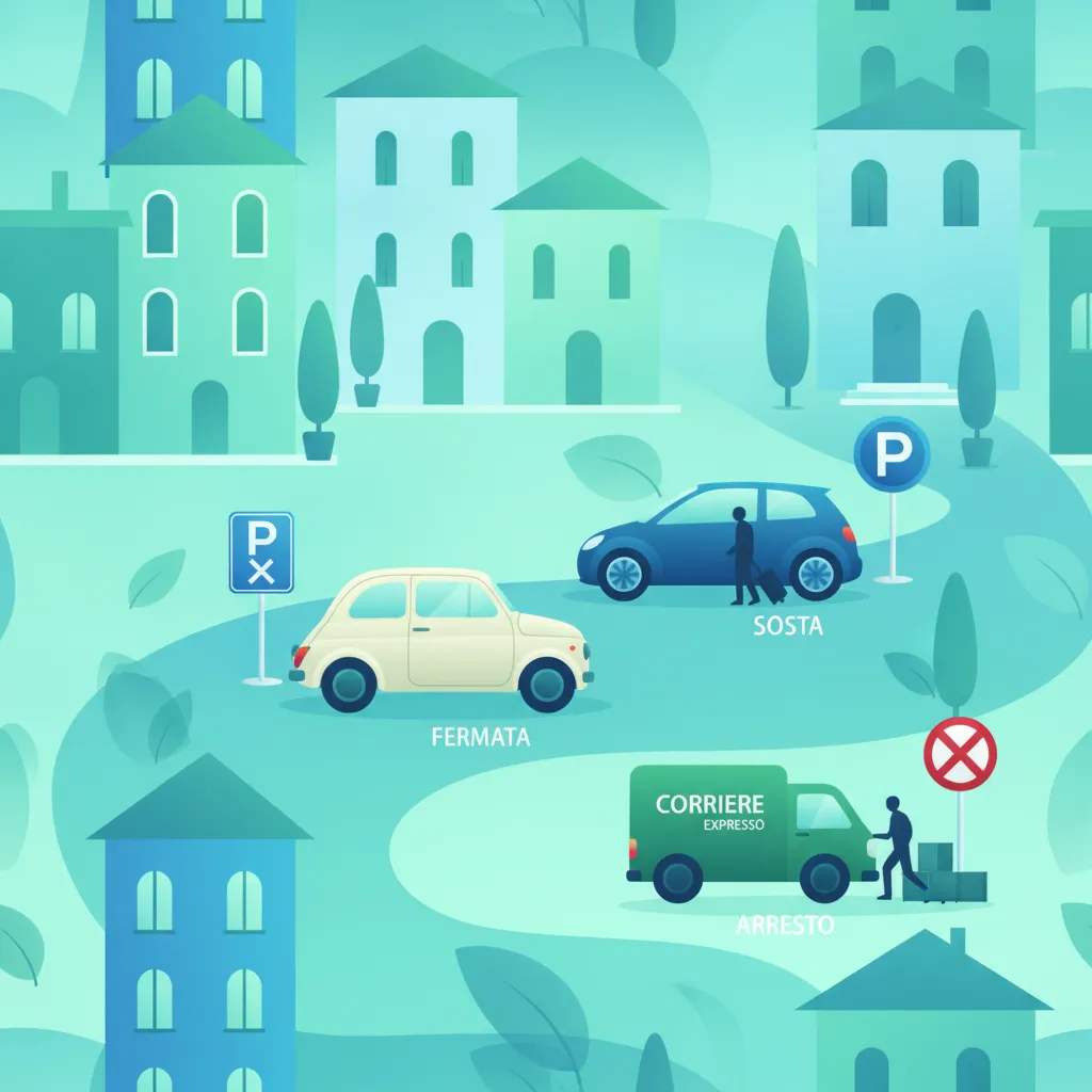 Cours de théorie du permis Règles de Fermata, Sosta et Arresto