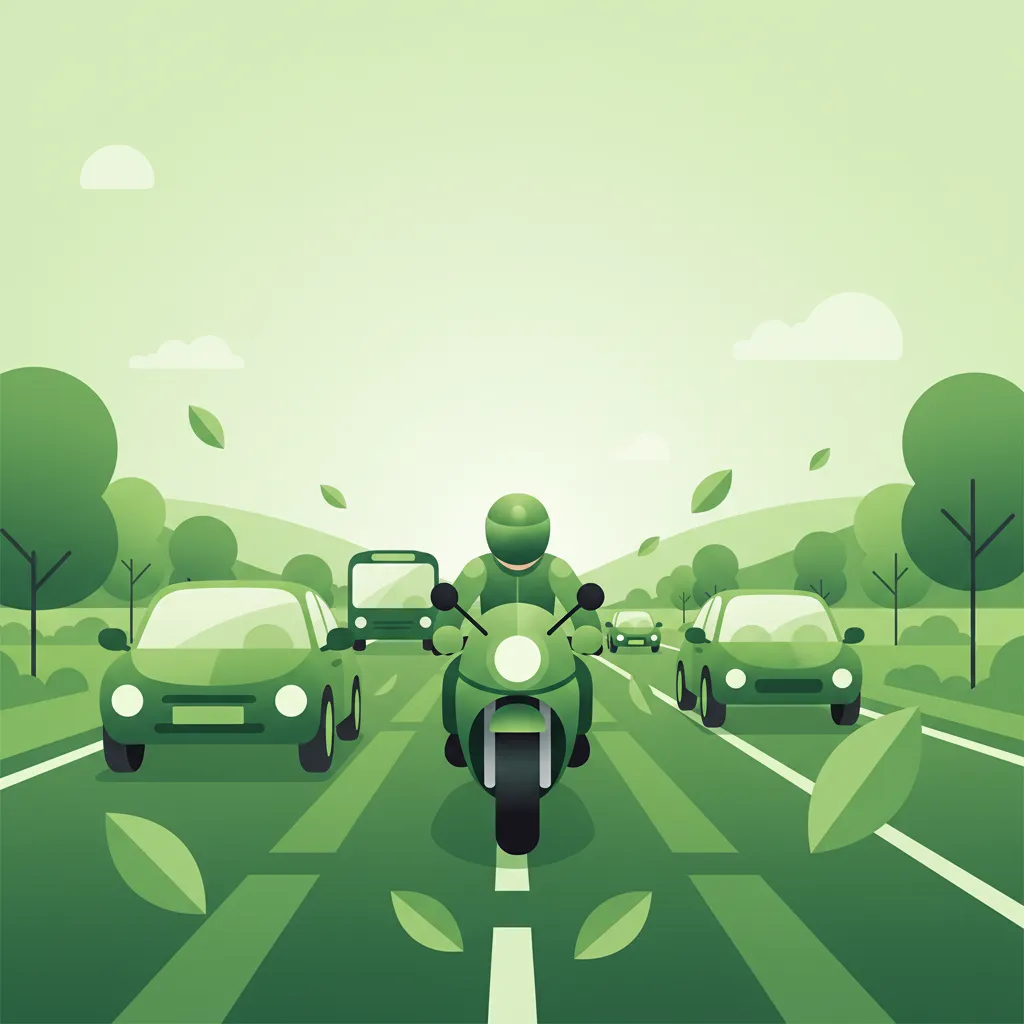 Korrekte Fahrbahnposition für Motorräder im Verkehr Unterrichtsbild