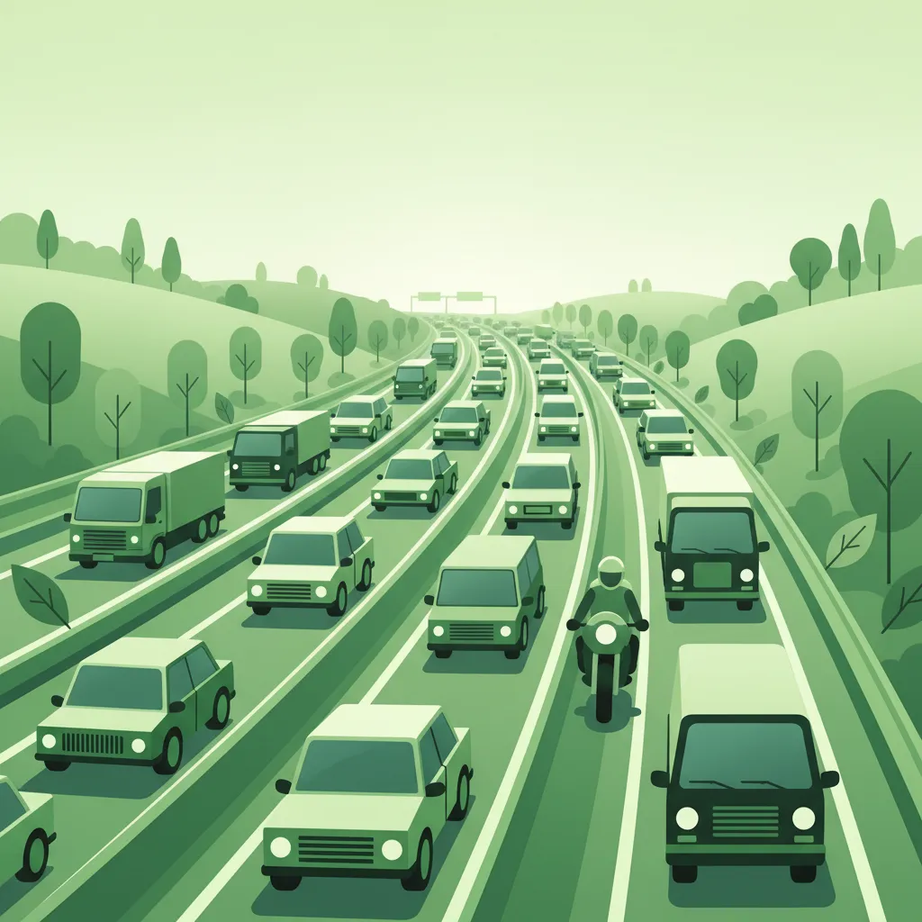 Verkehrsstau und 'File Rijden' (Zwischen den Spuren fahren) meistern Unterrichtsbild