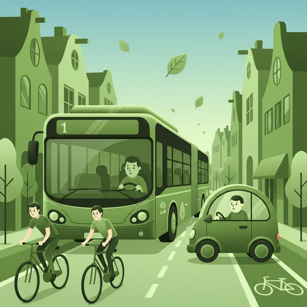 Interaktion mit Bussen, Lastkraftwagen und gefährdeten Verkehrsteilnehmern Unterrichtsbild
