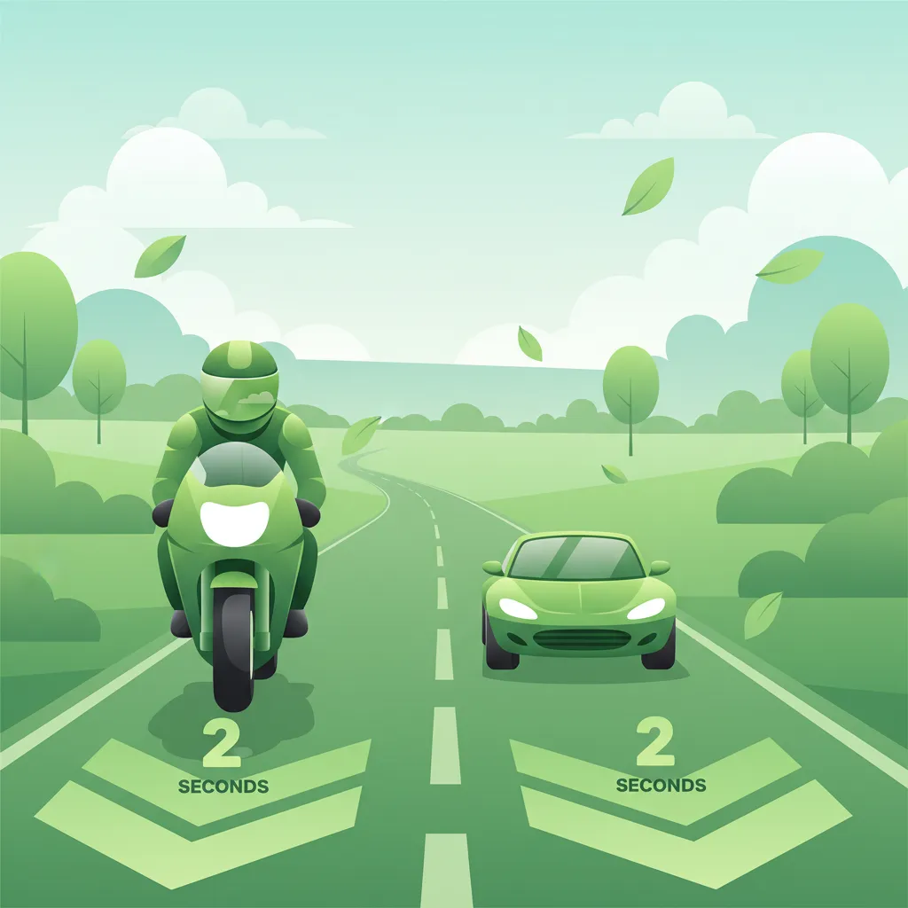Die Zwei-Sekunden-Regel und ihre Anwendung für Motorräder Unterrichtsbild