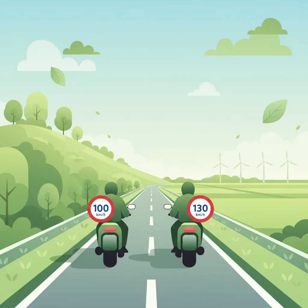 Nationale Geschwindigkeitsbegrenzungen für Motorräder (max. Snelheden) Unterrichtsbild