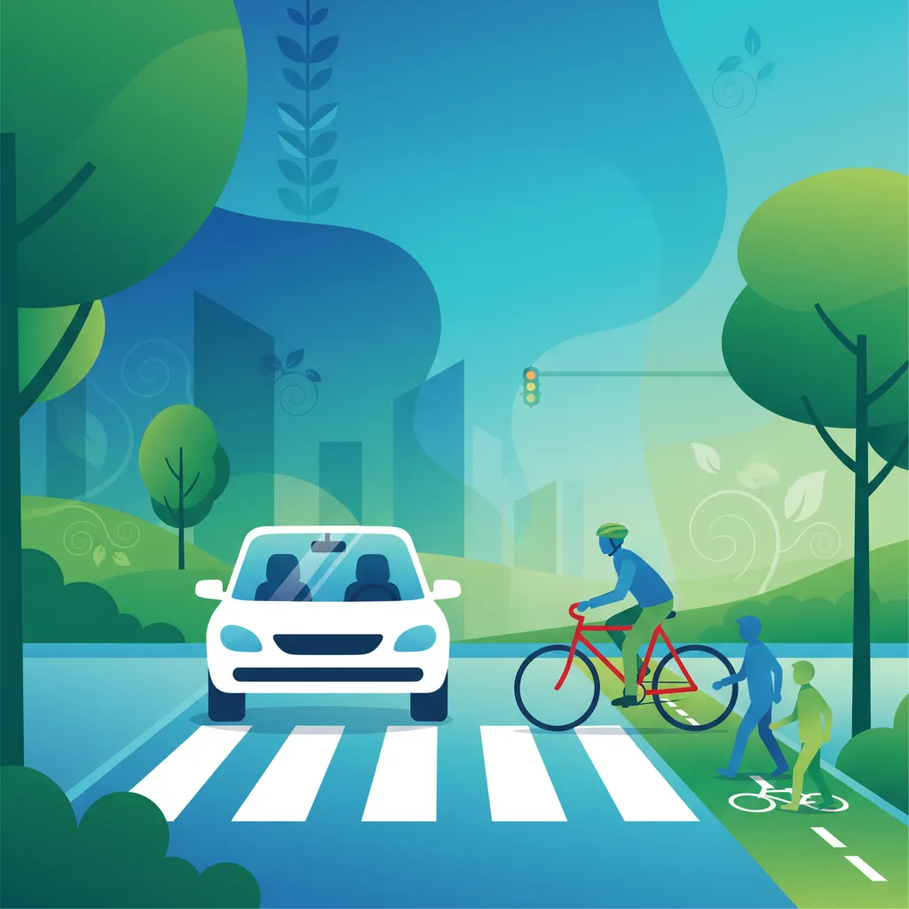 Interaktion mit Fahrrädern und Fußgängern in Stadtstraßen Unterrichtsbild