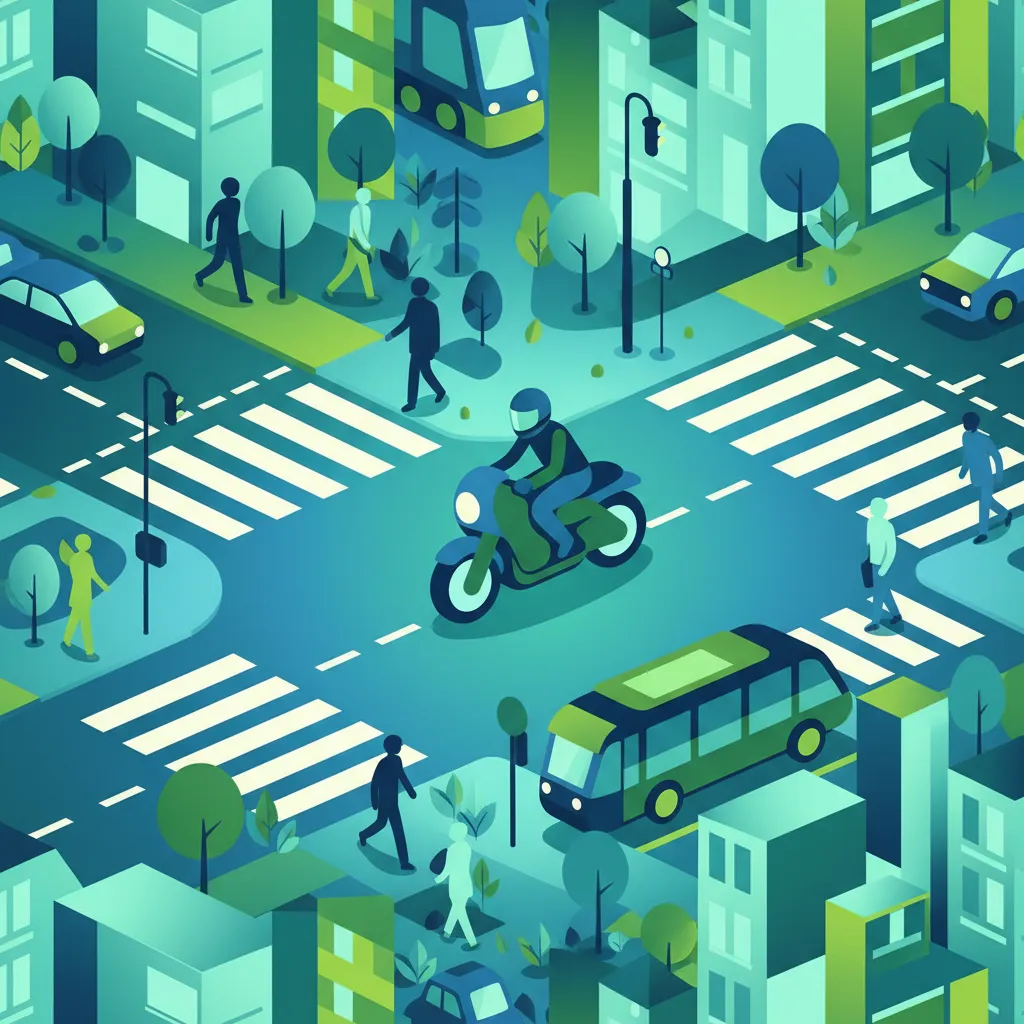 Fahren in der Stadt: Navigation und Sicherheit Unterrichtsbild