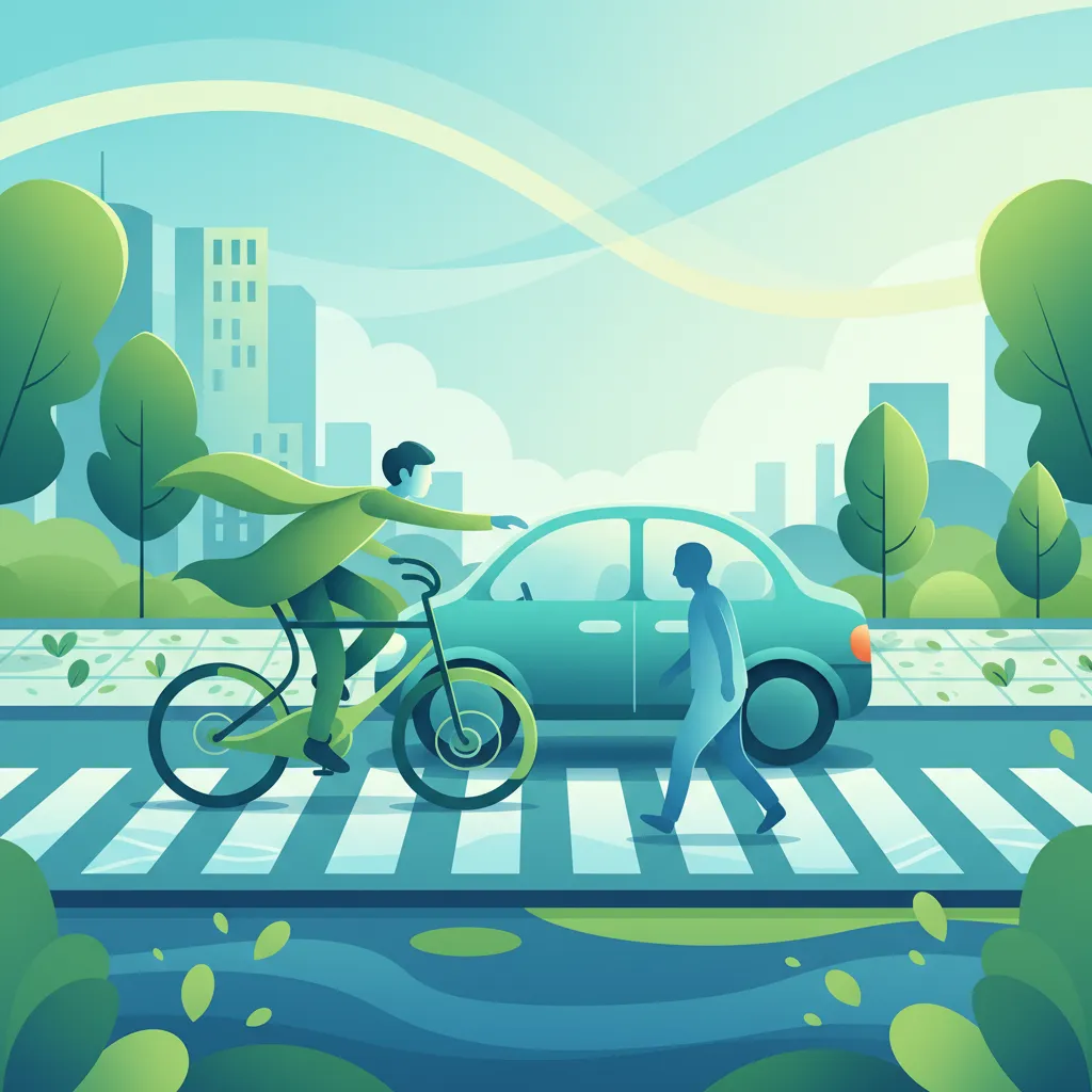 Interaktion mit Autos, Lastwagen, Radfahrern und Fußgängern Unterrichtsbild