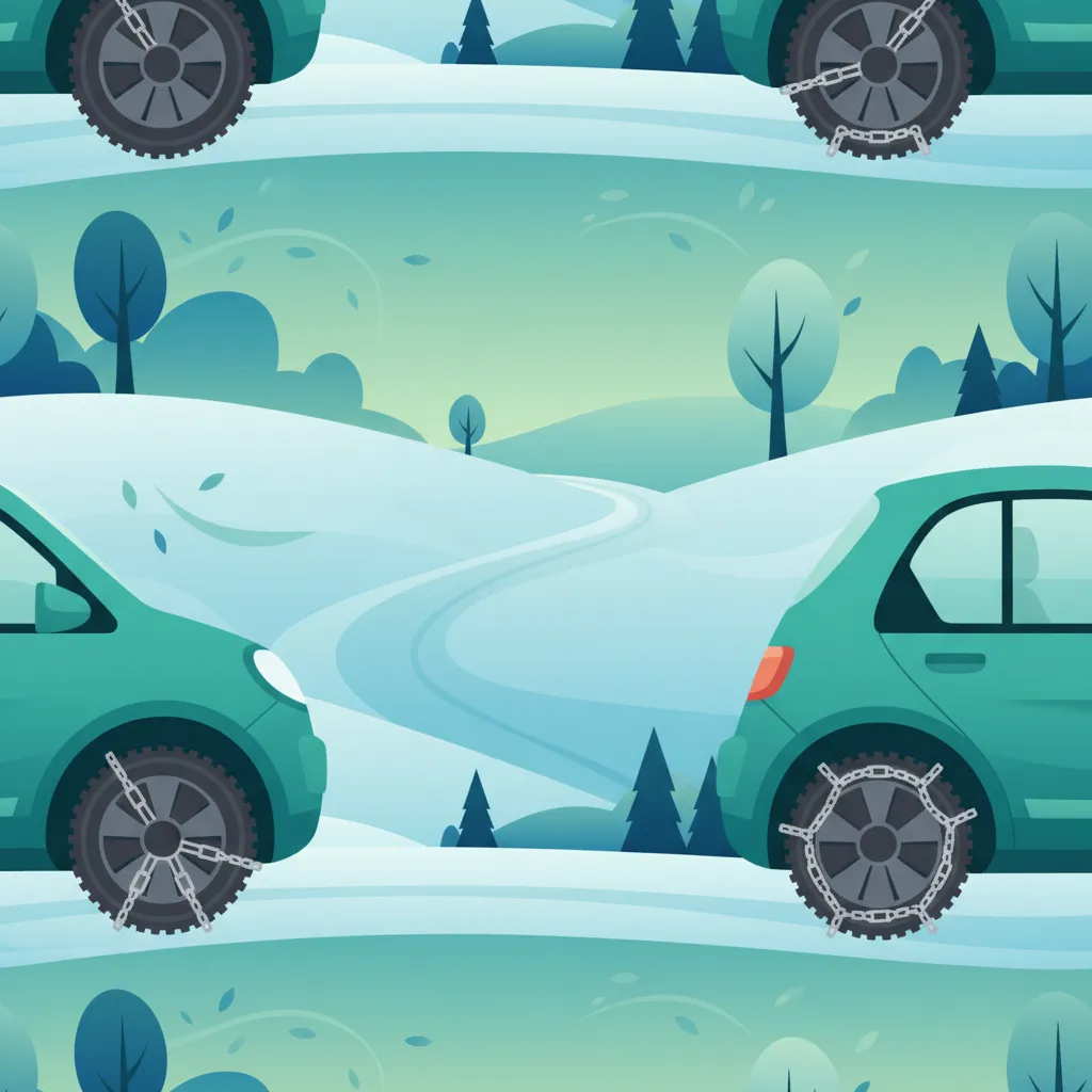 Verwendung von Winterreifen und Schneeketten Unterrichtsbild