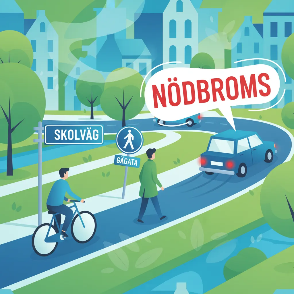Särskilda situationer (Skolväg, Gågata, Nödbroms) lektionsbild