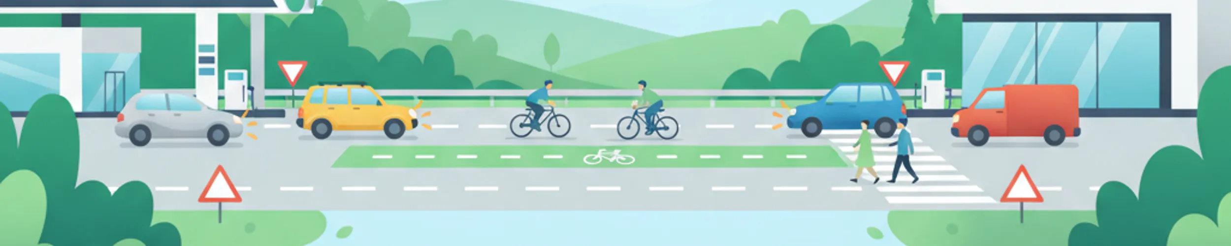 Vorfahrt an deutschen Tankstellen- und Parkplatzausfahrten