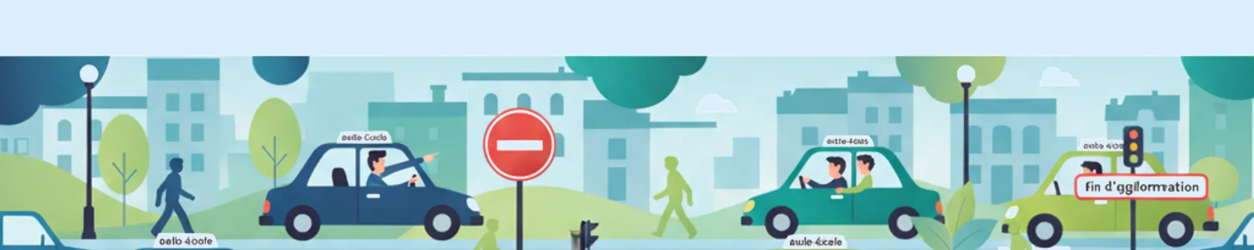 Panneaux d'agglomération et règles de conduite en ville pour le Code de la Route français