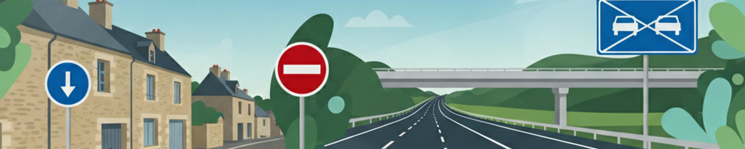 Französische Verkehrsschilder und Aufhebung von Geschwindigkeitsbegrenzungen